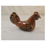 3" M Shooner Folk Art Redware Pottery Chicken