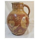 13" Greg Shooner Folk Art Redware Pottery Pitcher