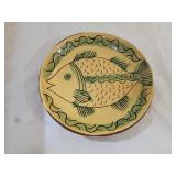 Jeff White Folk Art Glazed Redware Pottery Plate