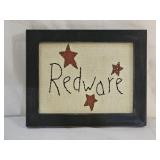 Rustic Country Redware Embroidered Wall Hanging