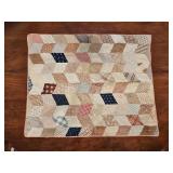 Vintage 27" x 34" Diamond Patchwork Baby Quilt