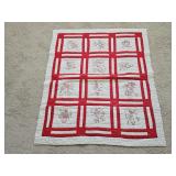 Vintage 42" x 50" Redwork Calendar Child