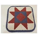 Primitive Folk Art Barn Star Hook Rug