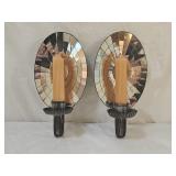 2 Vintage Colonial Revival Mirrored Tole Sconces