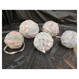 5 Vintage Primitive Rag Balls