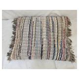 17" Vintage Striped Rag Rug Throw Pillow