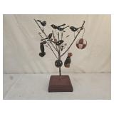 Folk Art Hand Painted & Carved Wood Bird Tree