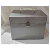 Vintage Gray Metal Portable File Box