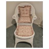 Vintage Painted Wicker Chair and Ottoman