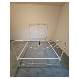 Antique French Country Painted Cast Iron Bed