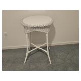 Antique Painted White Wicker Side Table
