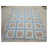 Vintage 76" x 86" Handmade Yoyo Quilt