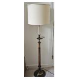 Vintage French Country Brass & Wood Floor Lamp