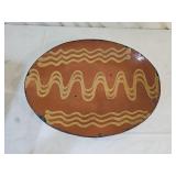 17" Greg Shooner Folk Art Redware Pottery Tray