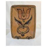 12" Greg Shooner Folk Art Redware Pottery Plate