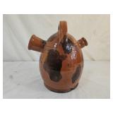 10" Greg Shooner Folk Art Redware Pottery Jug