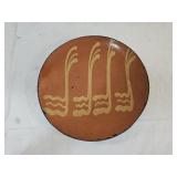 10.5" Greg Shooner Folk Art Redware Pottery Plate