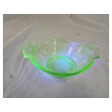 Vintage Fostoria Green Uranium Glass Candy Dish
