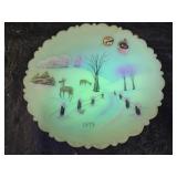 Vintage 1979 Fenton HP Custard Uranium Glass Plate