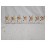 7 Vintage Hand Painted Glass Tumblers