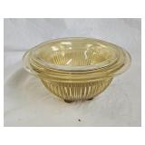 3 Vintage Federal Glass Amber Ribbed Mixing Bowls