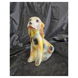 Vtg Hand Painted Chalkware Dog Souvenir Bank