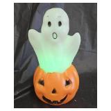 Lighted Plastic Blow Mold Ghost & Pumpkin