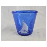Vintage Hazal Atlas Cobalt Blue Glass Ice Bucket