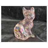 Fenton? Pink Iridescent Art Glass Cat