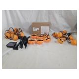 Pumpkin Solar Yard Stakes and String Lights