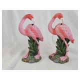 2 Resin Pink Flamingo Statues