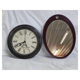 Paris Wall Clock, Mahogany Wall Mirror