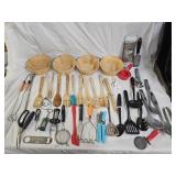 Wood Bowls, Assortment of Kitchen Utensils