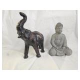 Leather Elephant and Buddha Statue