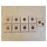 10 Brilliant Uncirculated Old Lincoln Cents