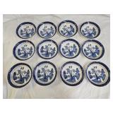12 Vintage Blue Willow Japan Ironstone Soup Bowls