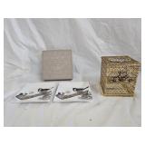 Hollywood Regency Tissue Box Cover, Canape Plates
