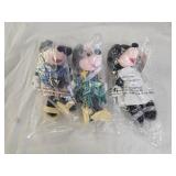 3 New Walt Disney Mickey & Minnie Bean Bag Figures