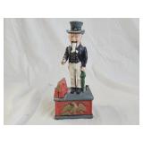 Vintage Cast Iron Uncle Sam Mechanical Coin Bank