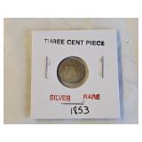 Rare 1853 Silver Three Cent Piece