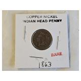 1863 Copper Nickel Indian Head Penny