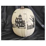 Halloween Haunted House Scene Sequined Pumpkin
