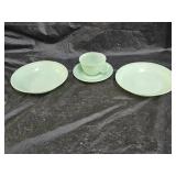 Vintage Fire King Jadeite Bowls, Cup & Saucer