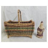 Folk Art Santa Claus, Jenigere Wicker Basket