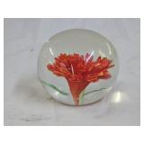 Vintage Chrysanthemum Art Glass Paperweight