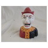Vintage Cast Iron Clown Mechanical Coin Bank