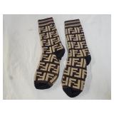 Fendi Brown FF Logo Socks