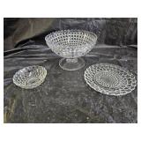 Thousand Eye Compote, Bubble Glass Plate & Bowl