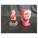 2 Vintage Santa Claus Plastic Candy Containers