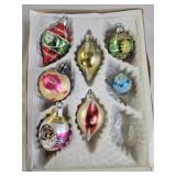 6 Vintage HP Glass Christmas Tree Ornaments